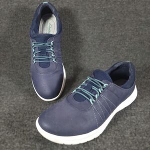 Clarks Womens 7.5  Adella Stroll Blue Lace Up Low Top Sneaker Shoes 28504